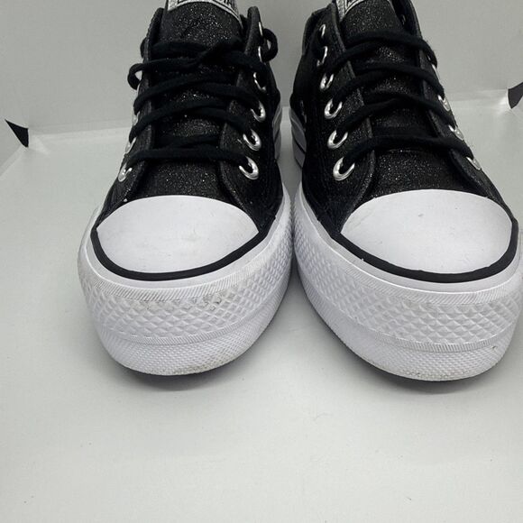 Converse CT  All Star OX Low Top Platform Black Glitter Sparkle Women's Size 7.5 - Picture 10 of 11